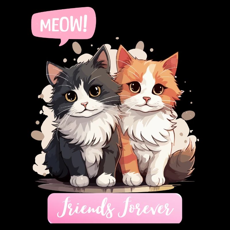 adorable chat duo amitié illustration