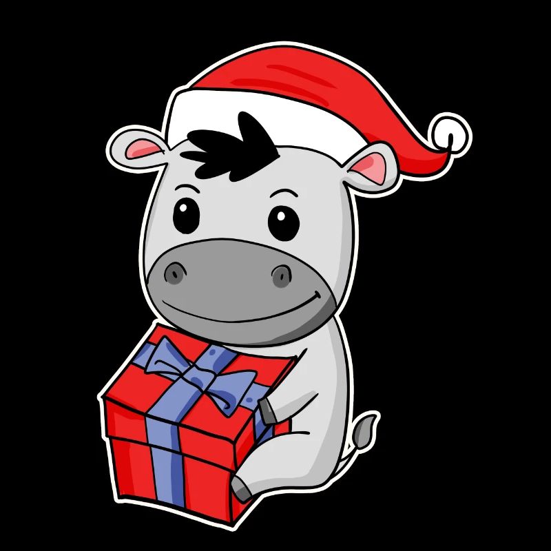 Âne avec bonnet de Père Noël - Noël