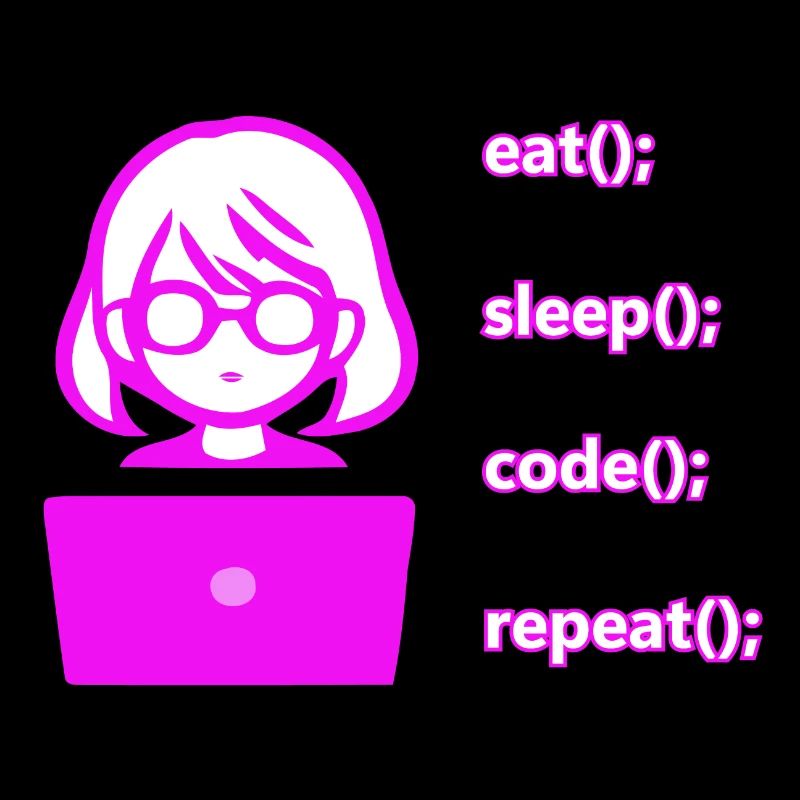 eat sleep code repeat woman computer