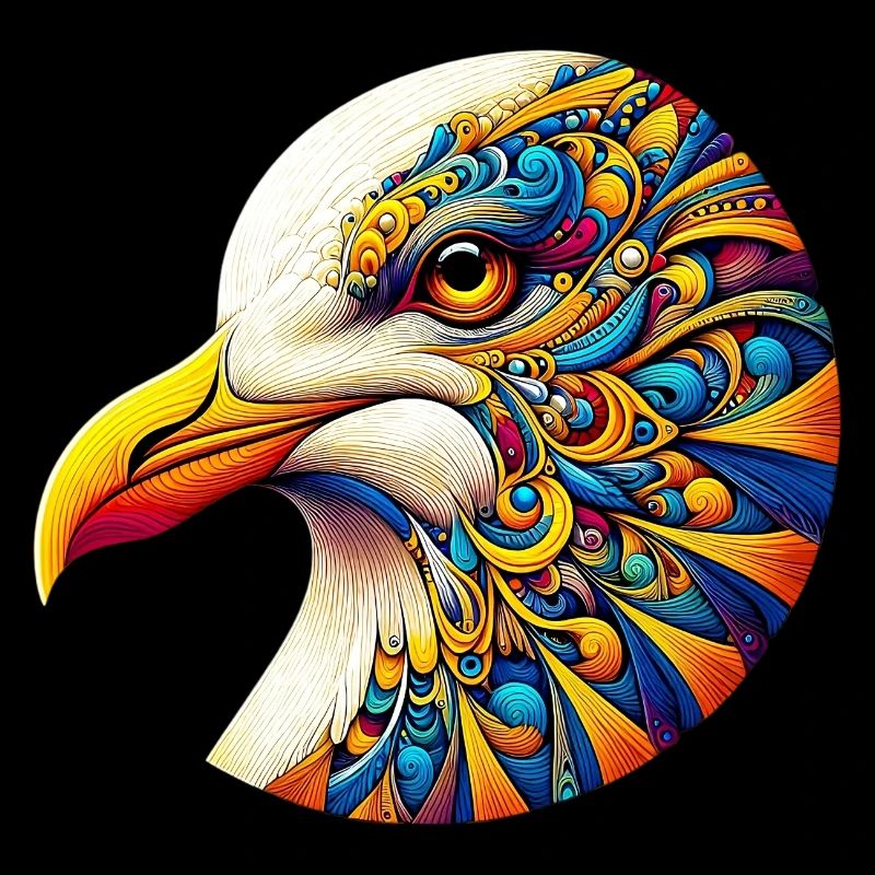 Seagull decorated with Mandalas
