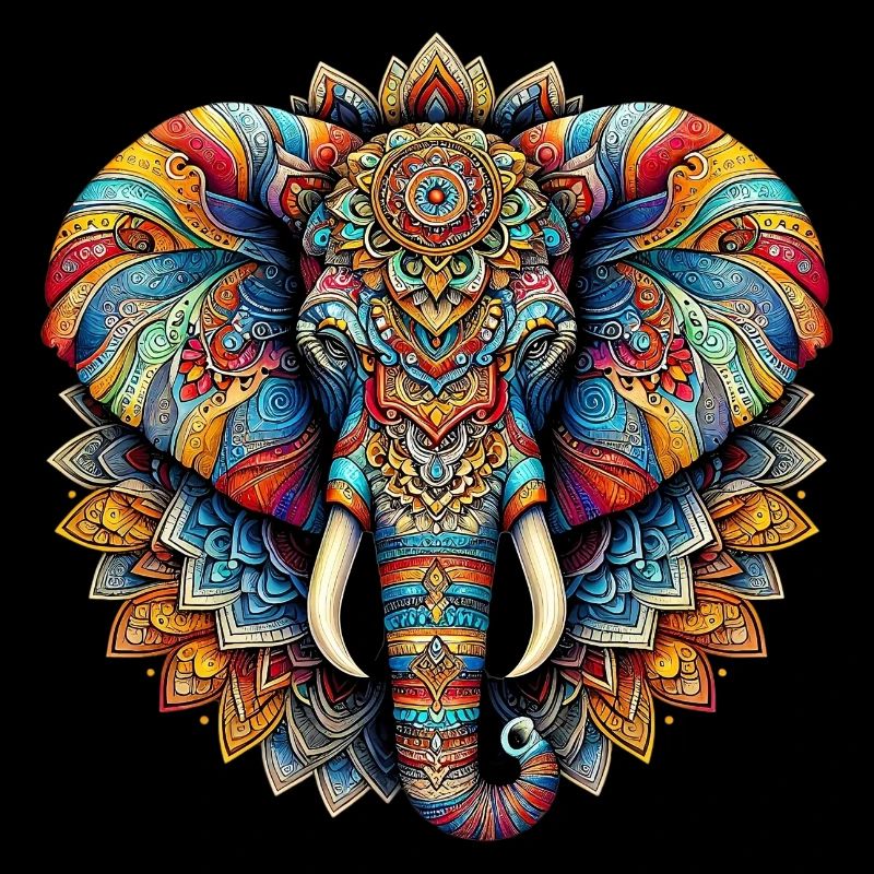 Elephant decorated with Mandalas