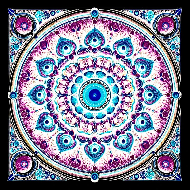 Orbitale Mandala Blau-Rosa