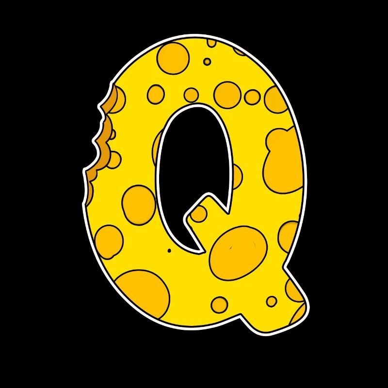 Lettre Q - Lettre initiale Q - Motif de fromage