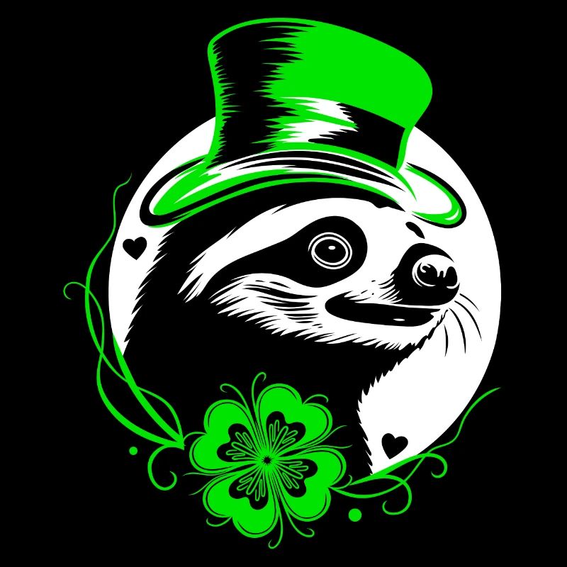 Sloth St Patrick's Day with clover and hat