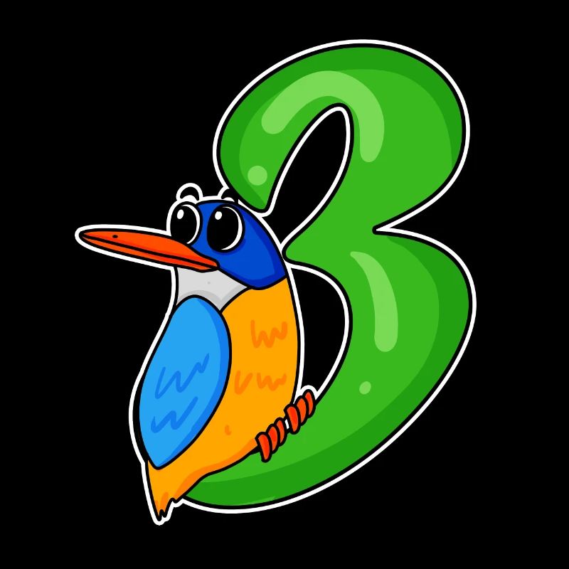 3rd Birthday Motif Kingfisher - Three Years Old