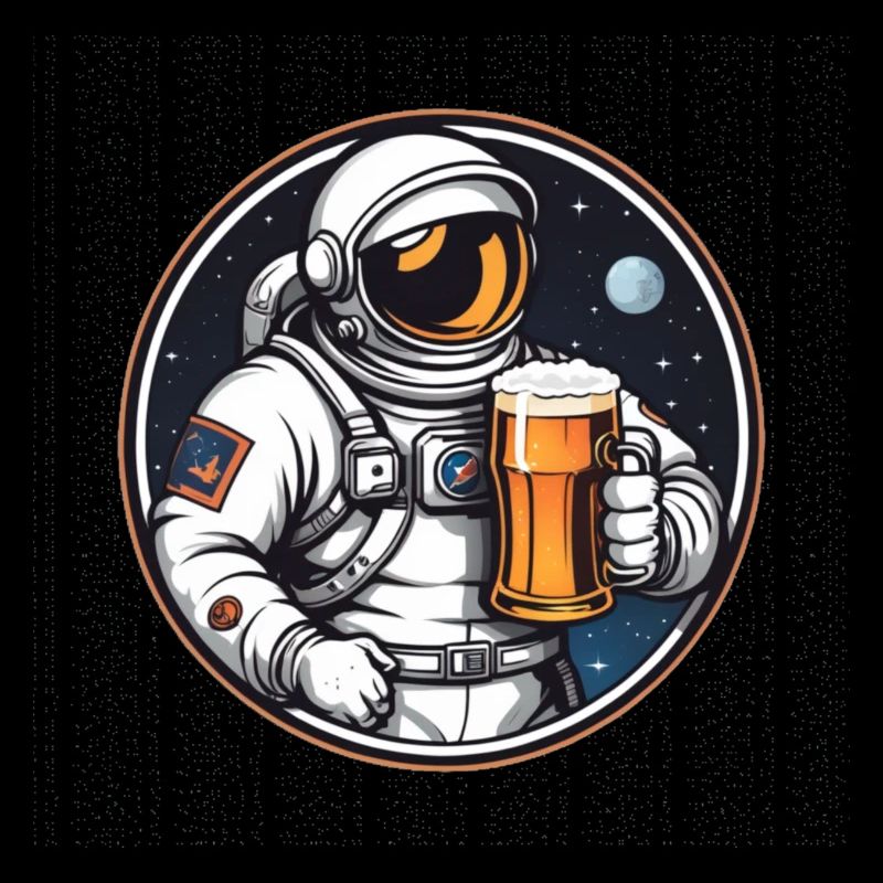 Astronaute avec de la bière dans l’espace