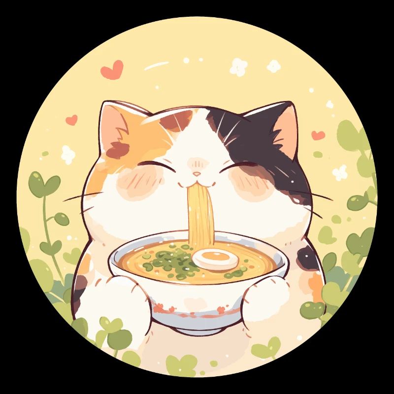 Cat eating Ramen