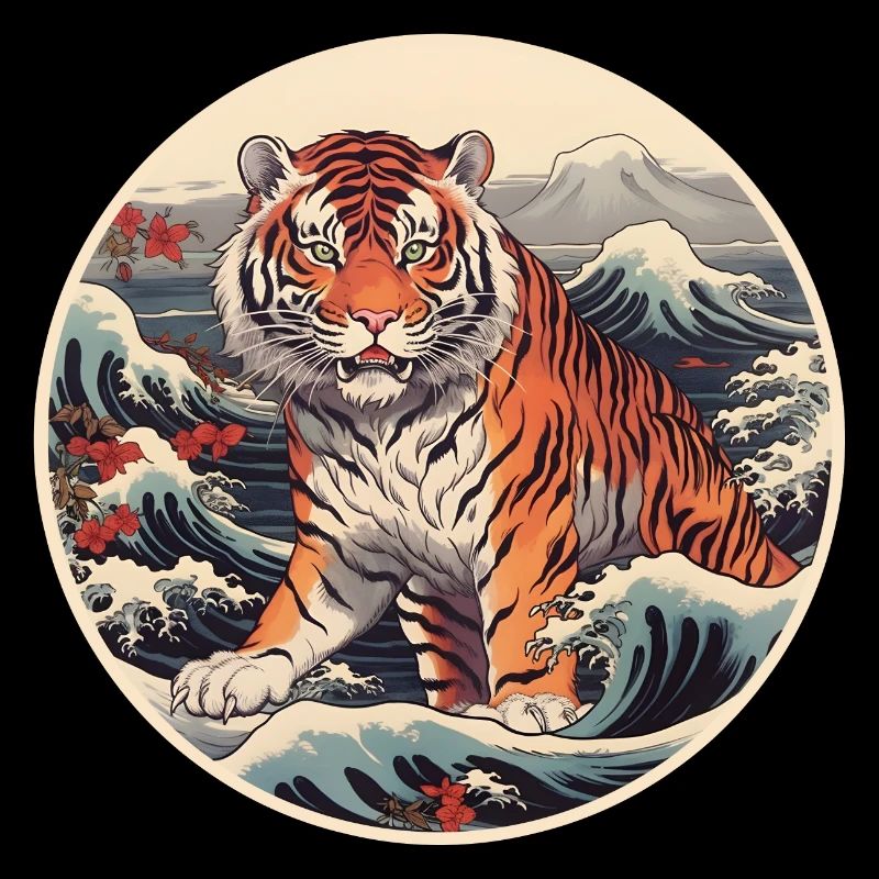 Tiger wave Ukiyo-e Hokusai