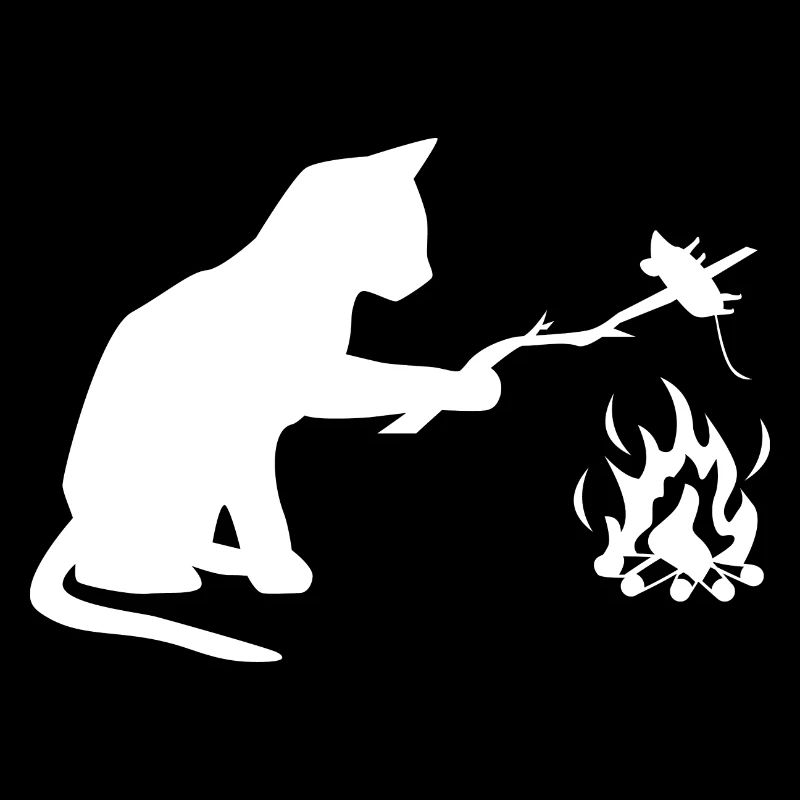 Cat at barbecue, camping, BBQ