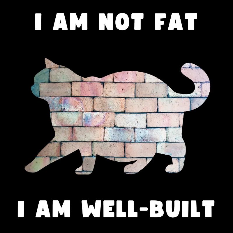 Well-Built Cat – Brick Wall Silhouette Design