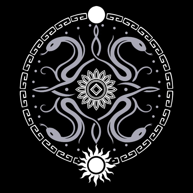 Roue serpentine avec soleil et lune
