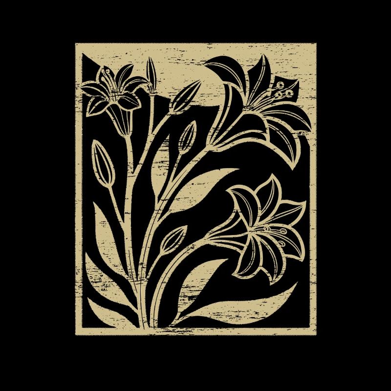 Lilies - Woodcut - Spring - Summer - Saying