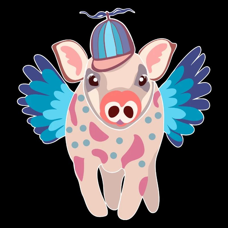 Pastel Winged Pig with Beanie