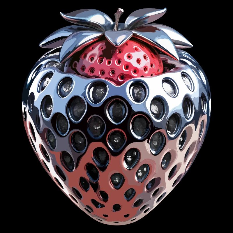 Futuristic Chrome Strawberry