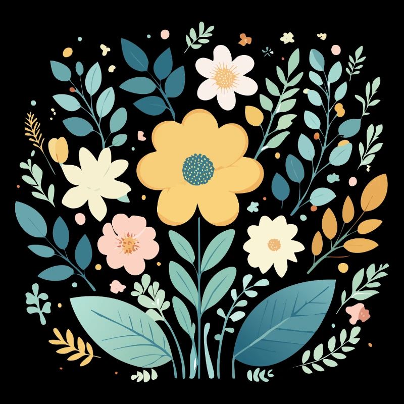 Gentle Pastel Floral Bloom - Boho Botanical