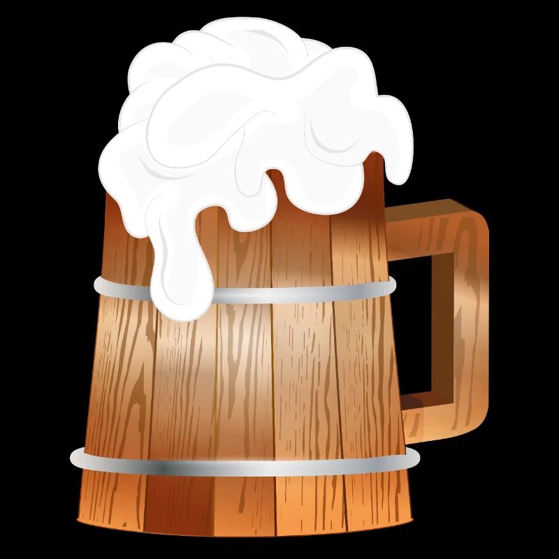 Rustic beer mug in wood look with foam