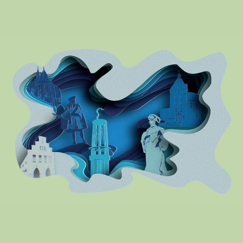 Silhouette de la ville de Moers à l’aspect hydrographique