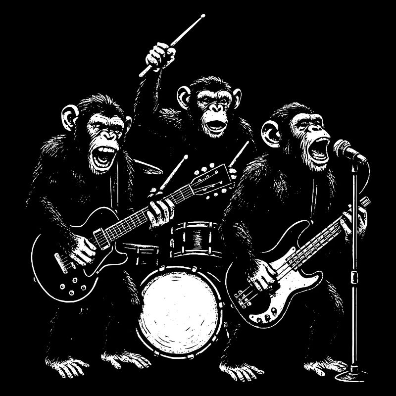 Rocking Monkey Band Illustration