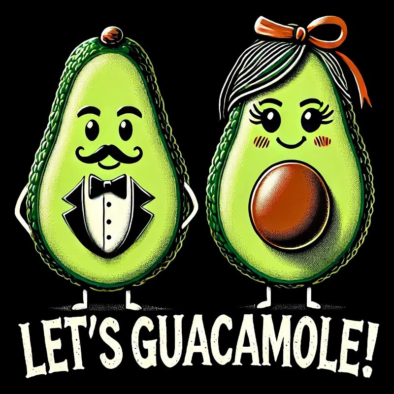 Whimsical Avocado Duo with Punny Message