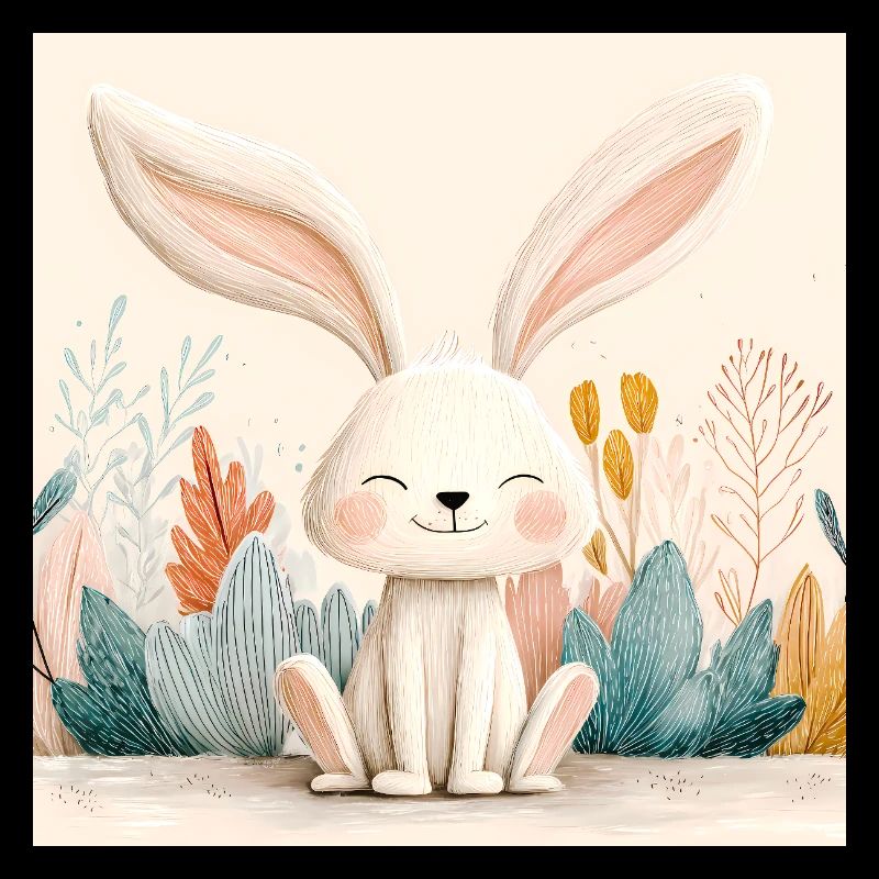 Cute Bunny with Pastel Vegetation