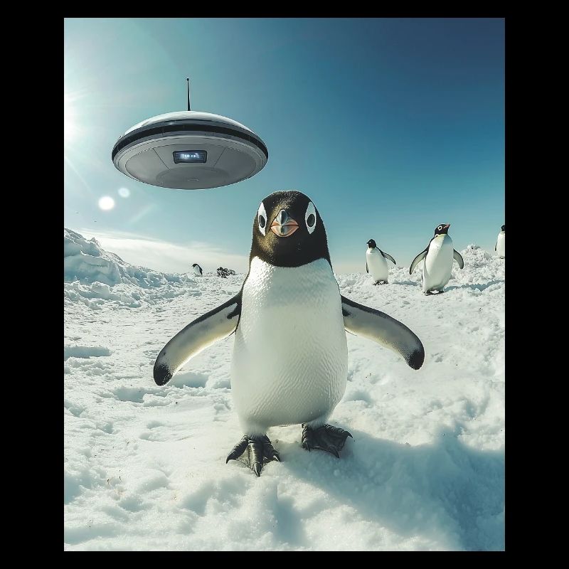 Penguin selfie with UFO