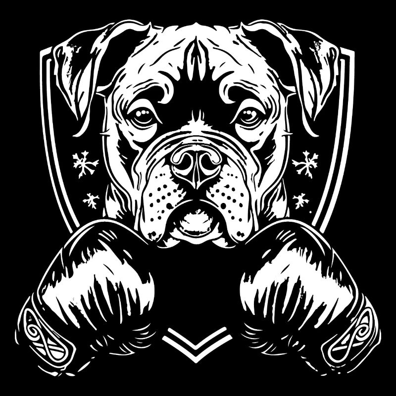 Kampfhund mit Boxhandschuhen Illustration