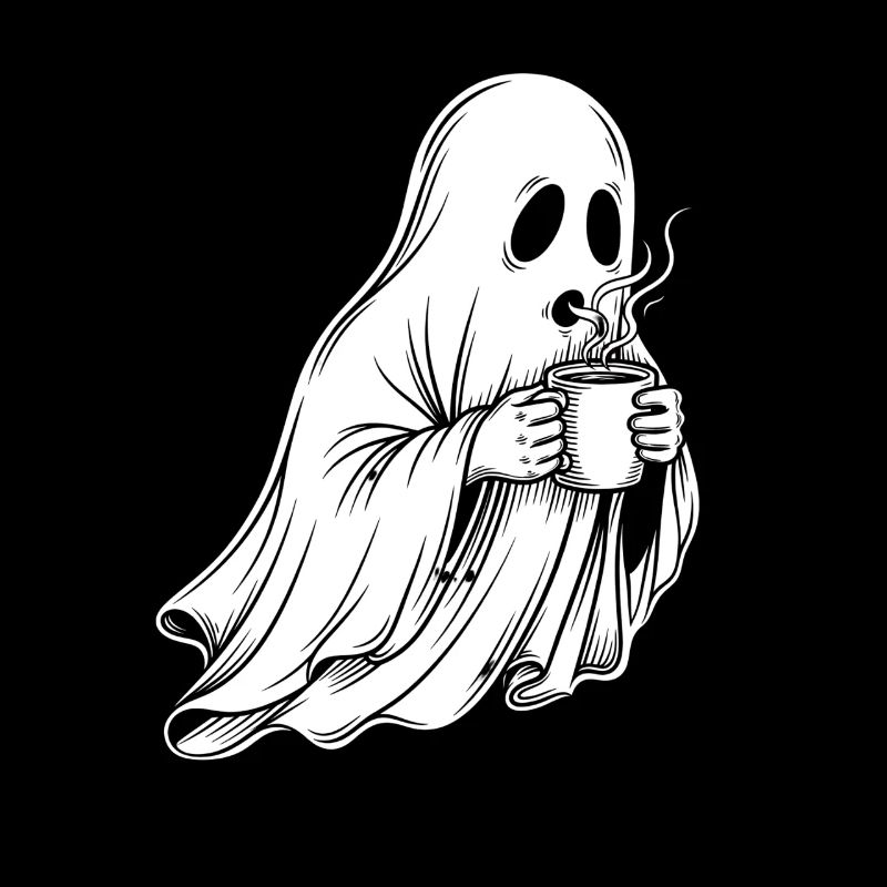 Fantôme avec illustration de tasse à café