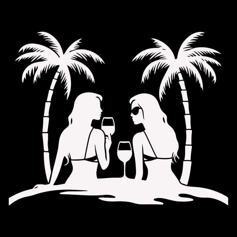 Silhouette style tropical beach night