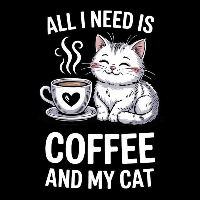 Conception de citation de café et de chat