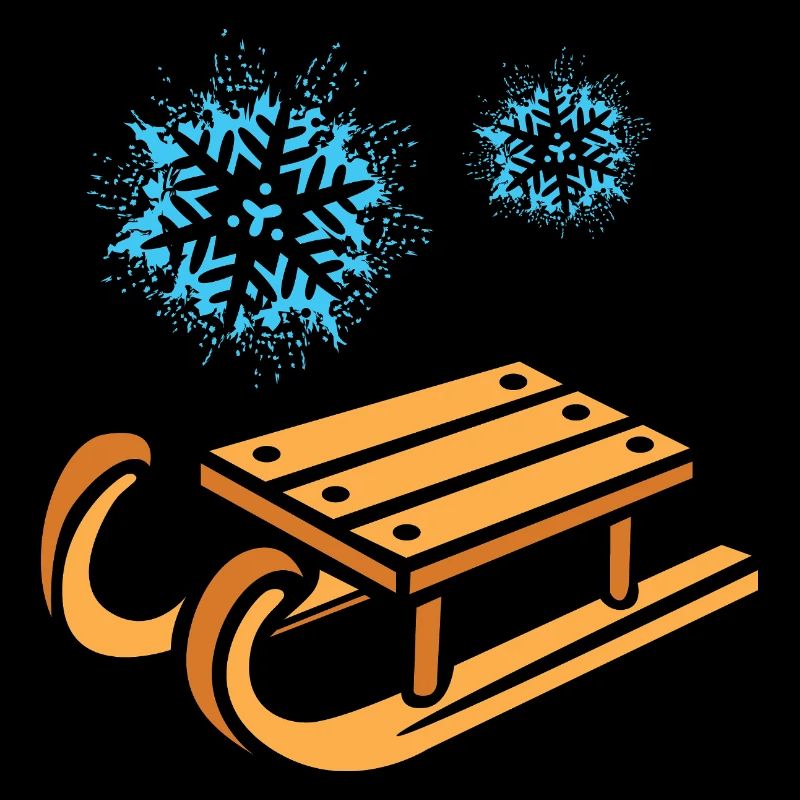 Schlitten mit Schneeflocken Cartoon