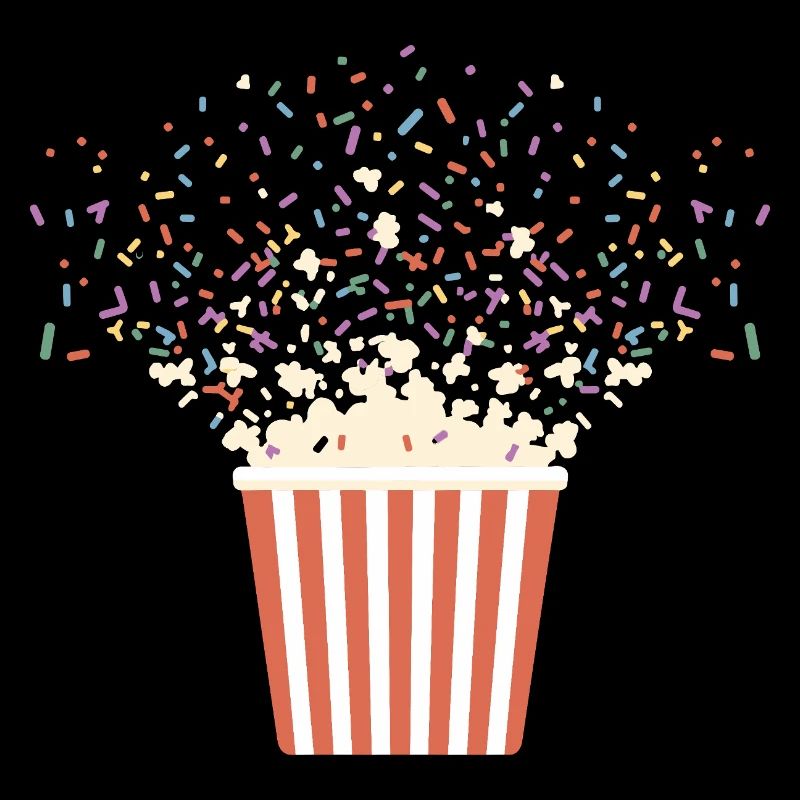 Explosion de pop-corn coloré avec des pépites pour