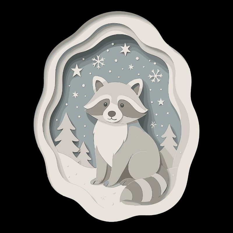 Winterlicher Waschbär im Schnee