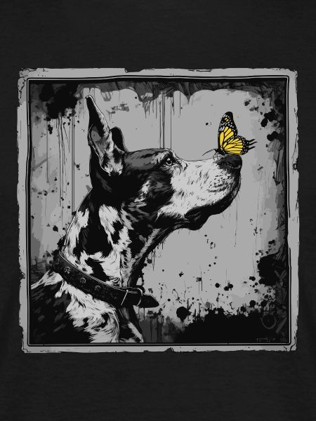 Funny Great Dane and Butterfly