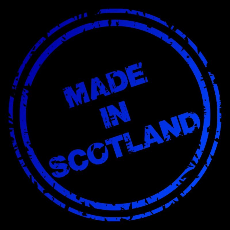 Made in Scotland Stamp Logo – Bold Blue Design