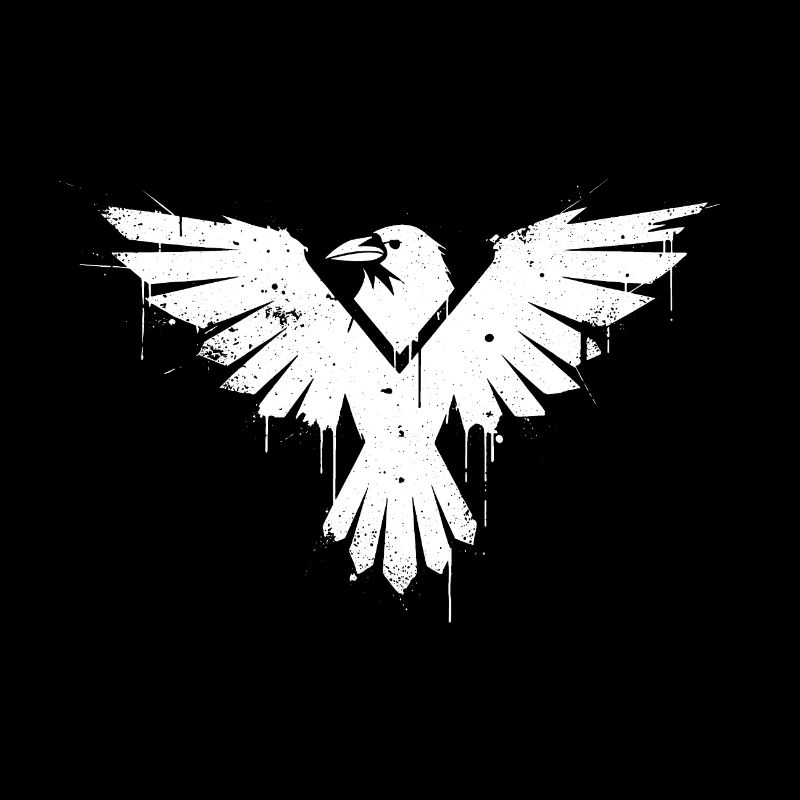 Graffiti d’oiseau noir et blanc