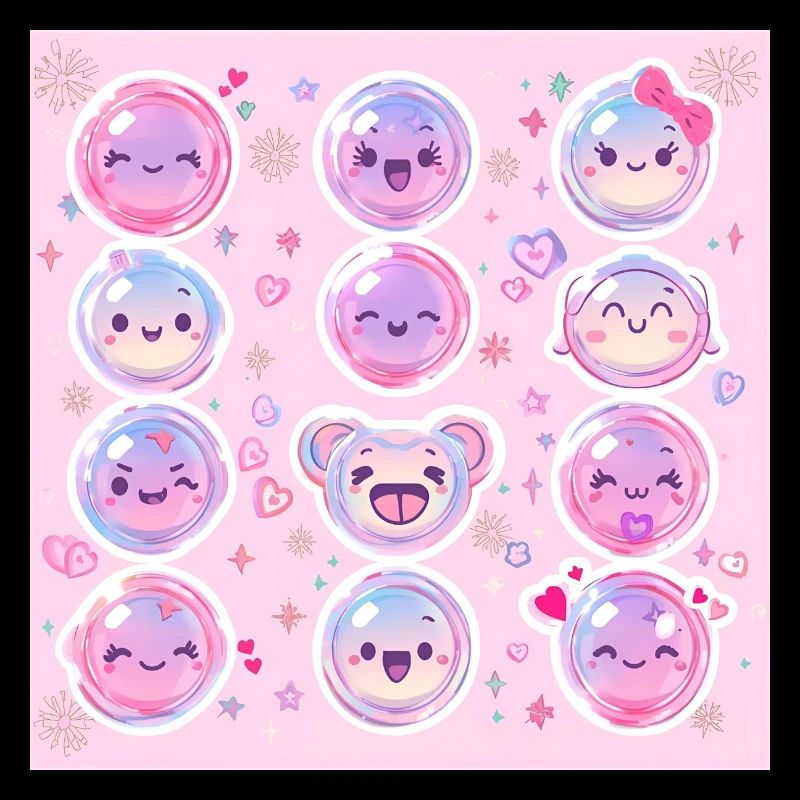 Pink Glow Pastel Kawaii Pattern