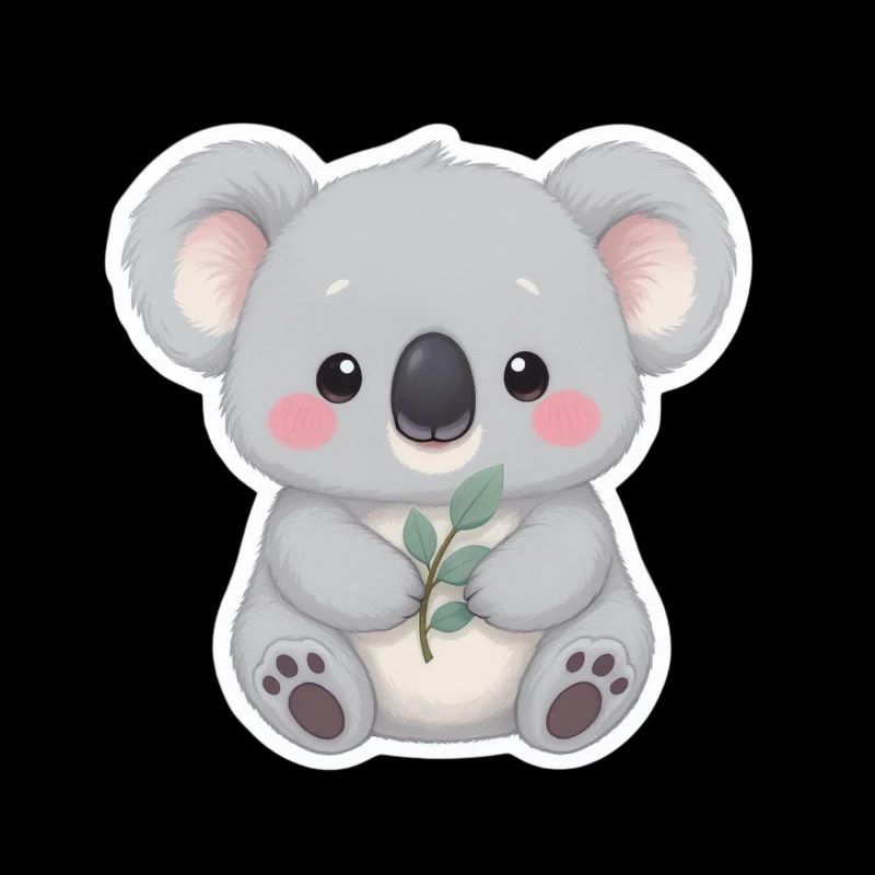 Koala Cutie with Leaf Embrace