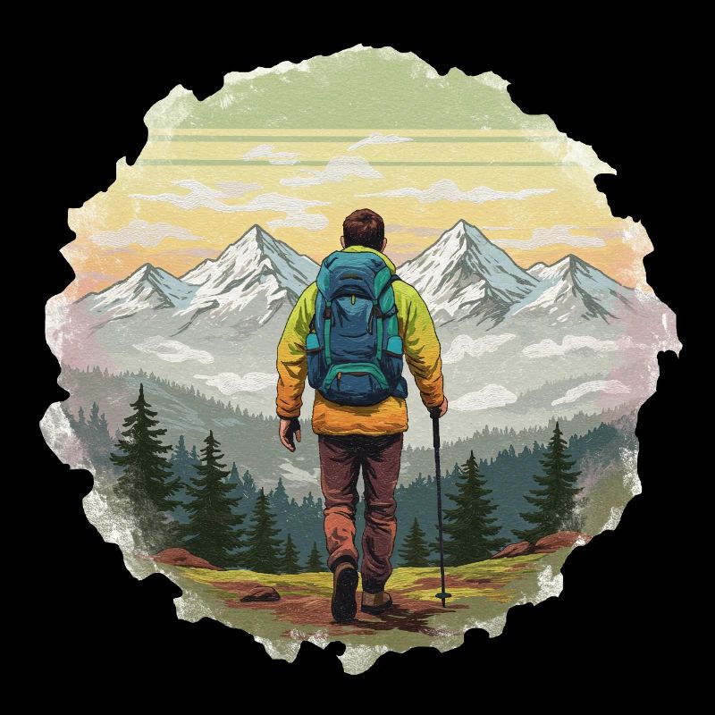 Wanderer am Sunset Mountain Ridge