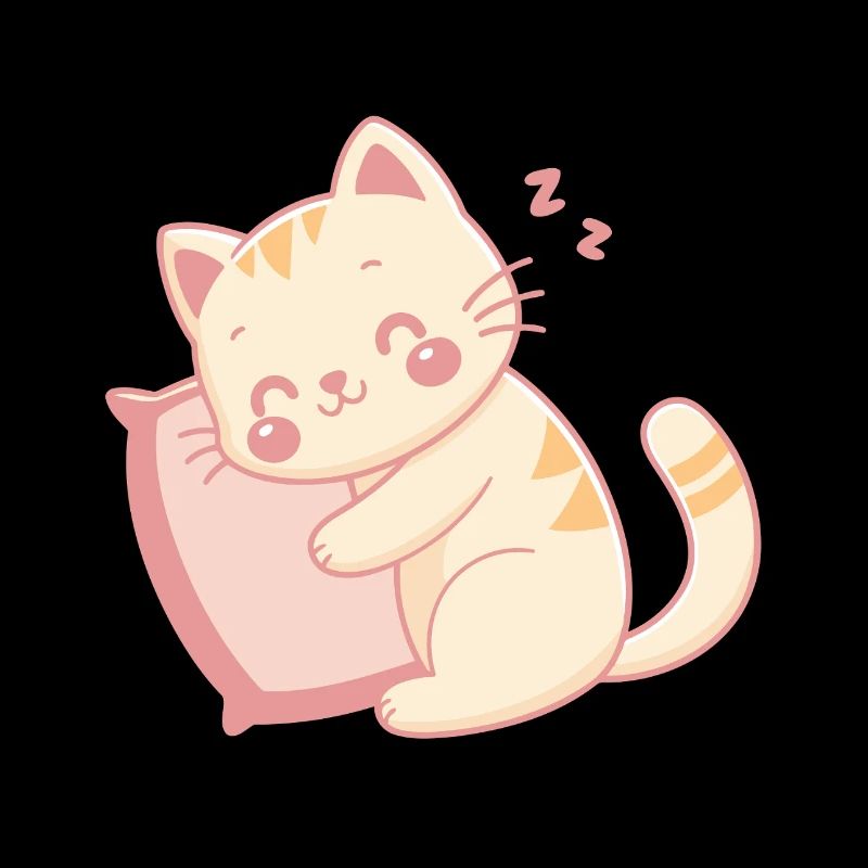 Chat câlin endormi sur oreiller pastel