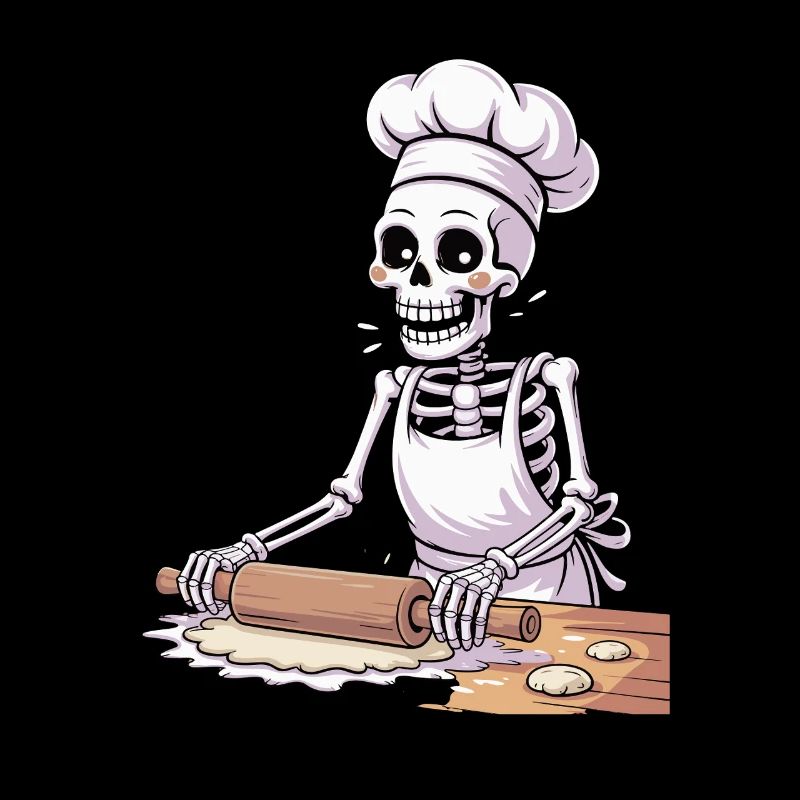 Skeleton Baker Funny Cooking Motif