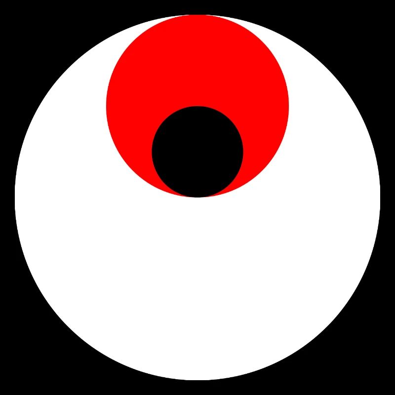 3 circles, white, red and black