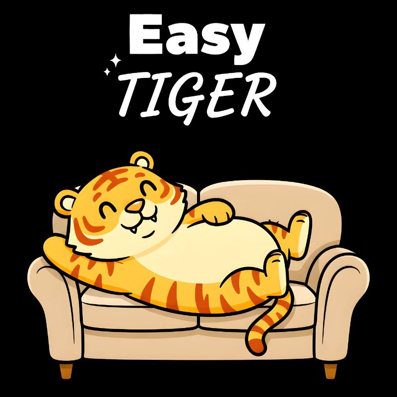 Easy Tiger Relaxed on Sofa Cute Cartoon Design
