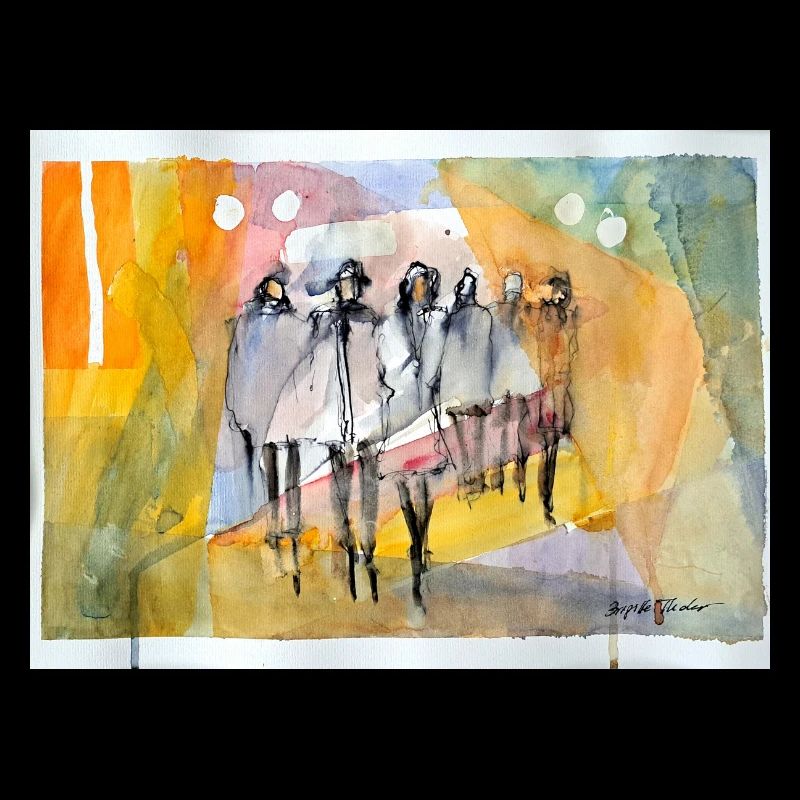 Abstrakte Menschen,  Aquarell 