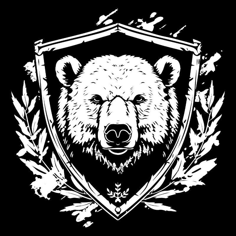 Bear crest shield illustration