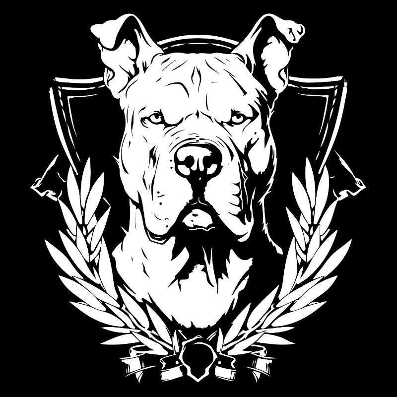 Chien fort dans une couronne d’honneur