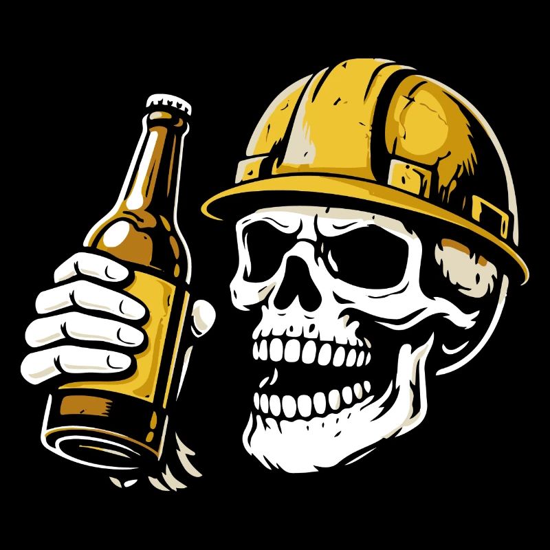 Construction Worker Skull with Beer – Craftsman