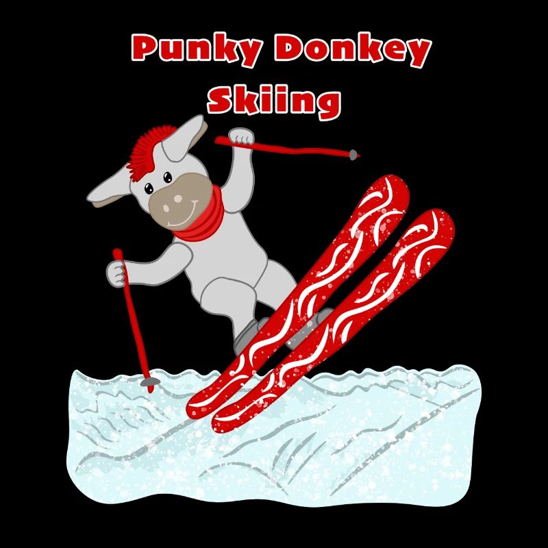 Punk Donkey Skiing, Comic Character, Red, White