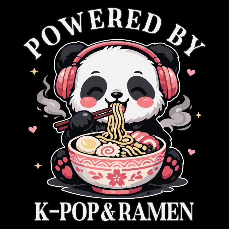Mignon Kawaii Panda propulsé par K-Pop & Ramen