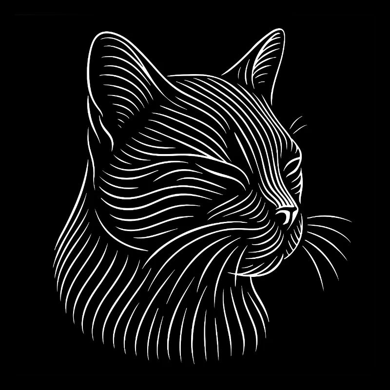 Dessin de tête de chat en blanc