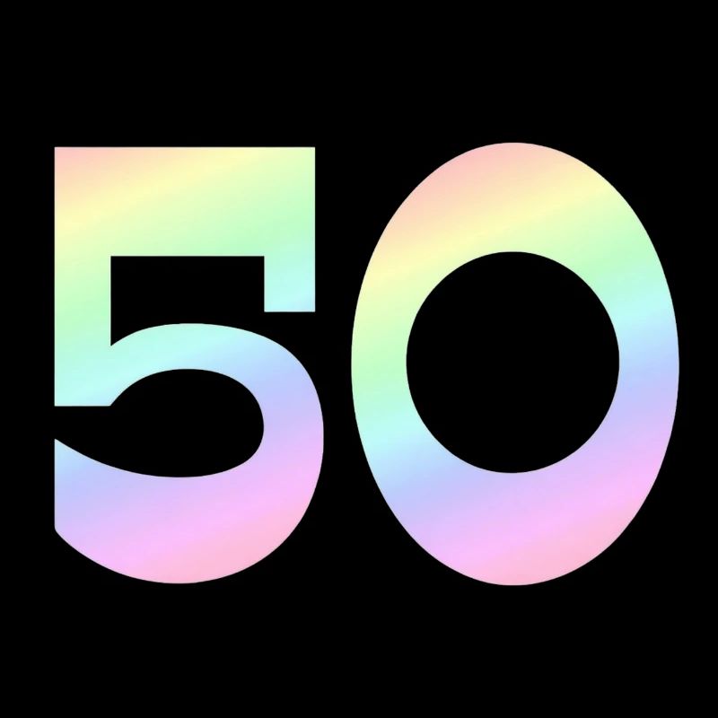 50, Gradient Pastel, Number Motif